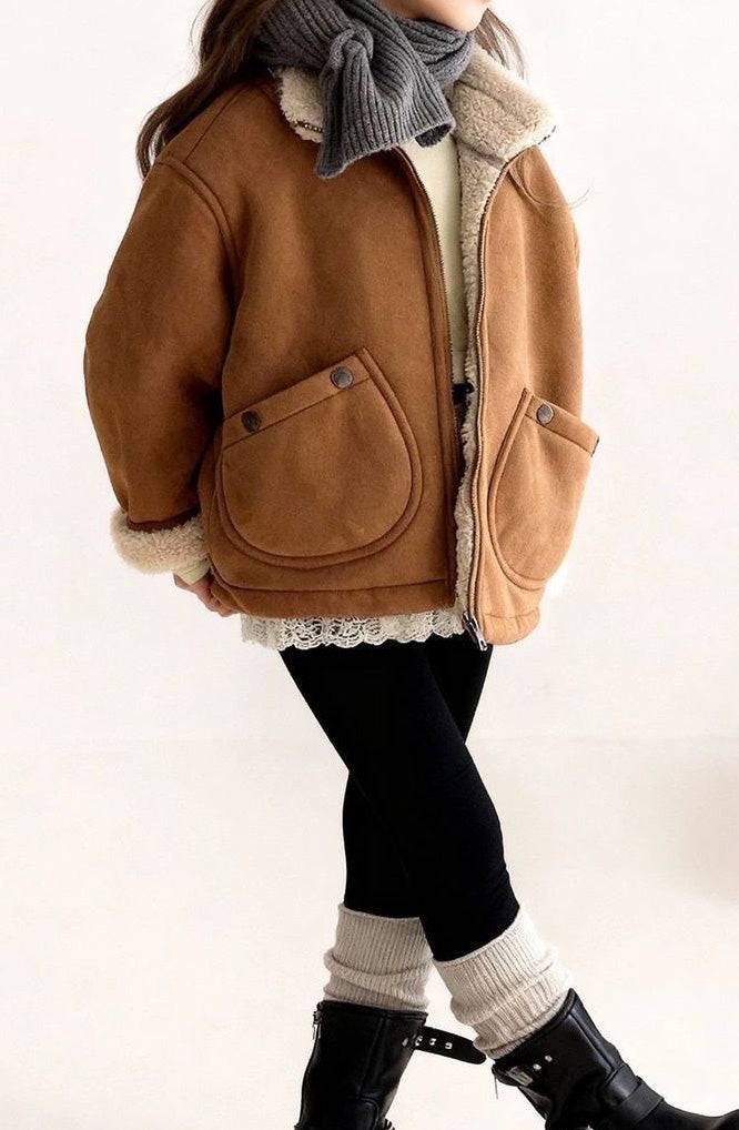 厚手ボア付きフリースジジャケット