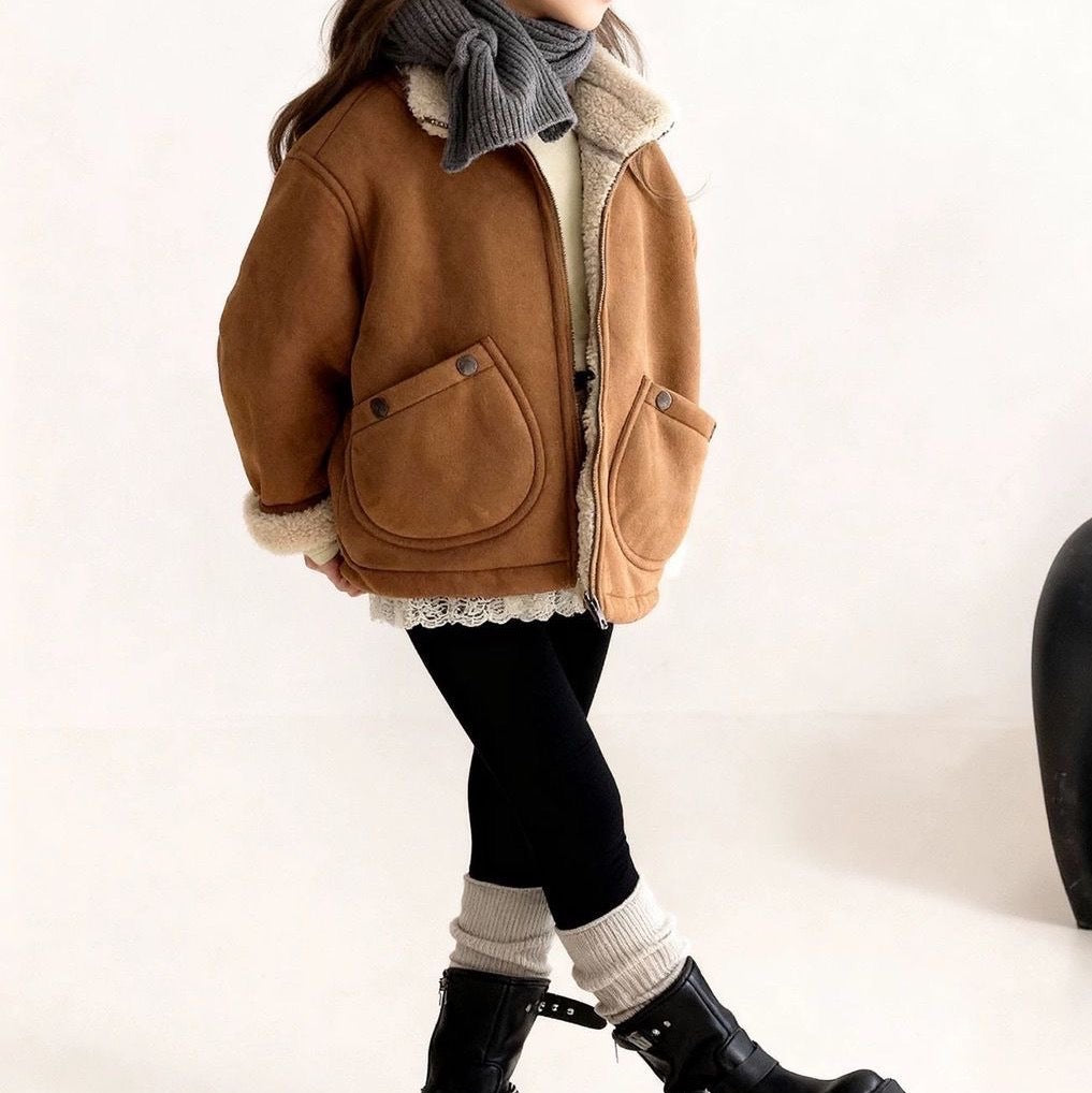 厚手ボア付きフリースジジャケット