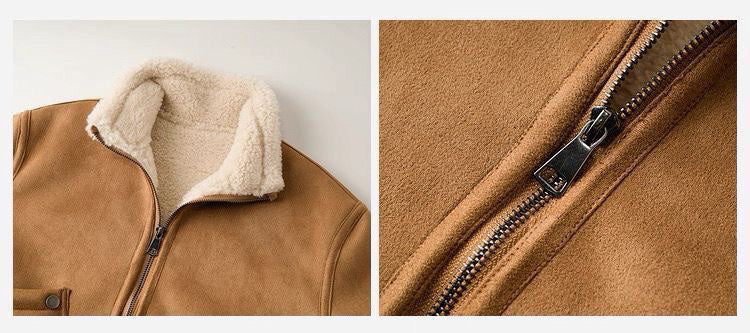 厚手ボア付きフリースジジャケット