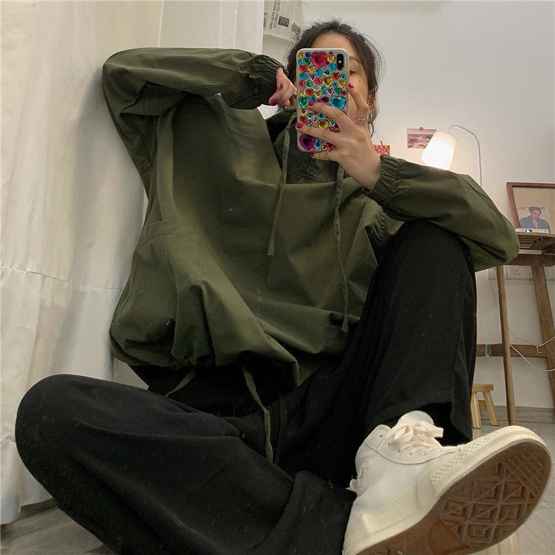 フード付きオーバーサイズワークプルオーバー