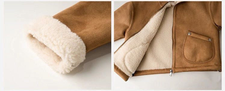 厚手ボア付きフリースジジャケット