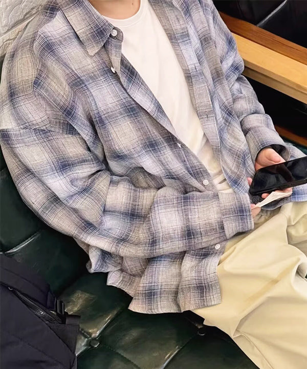ルーズフィット オンブレチェックシャツ