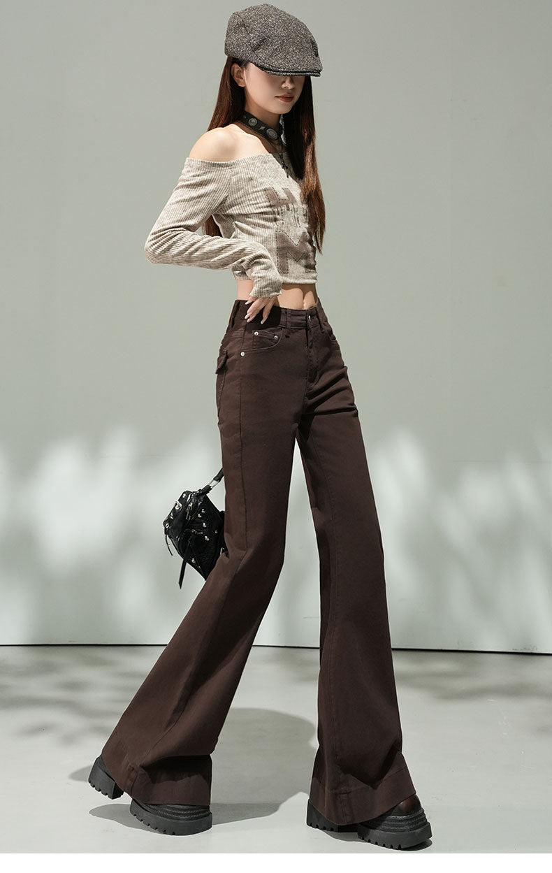 スタイル抜群！ハイウエストフレアパンツ