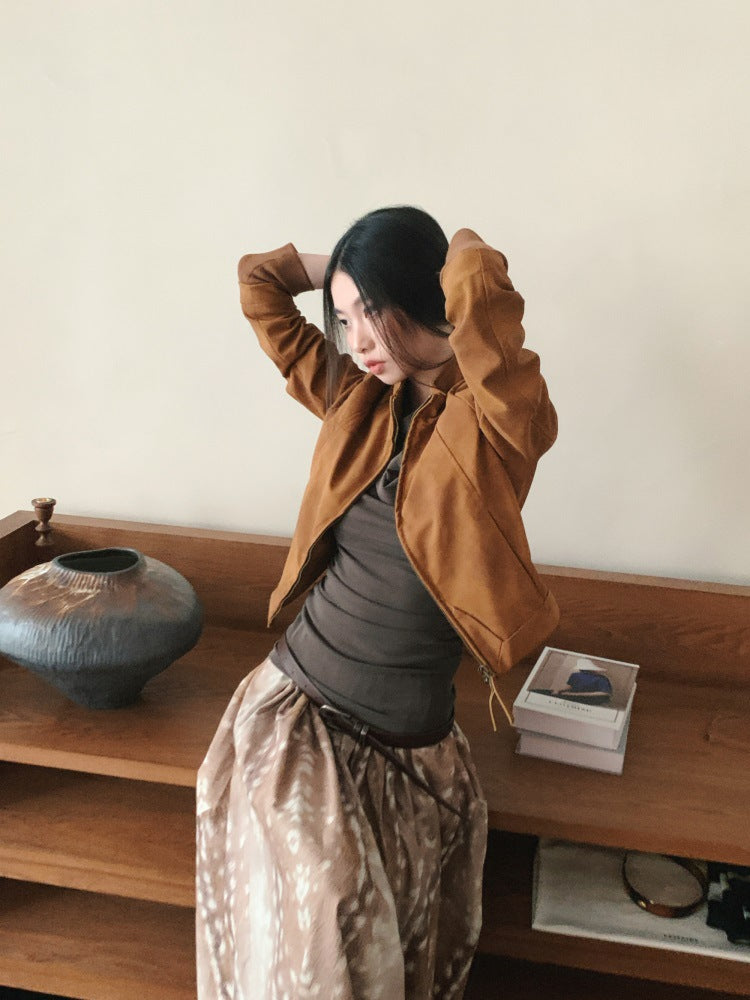 スエードタッチ・スタンドカラージャケット