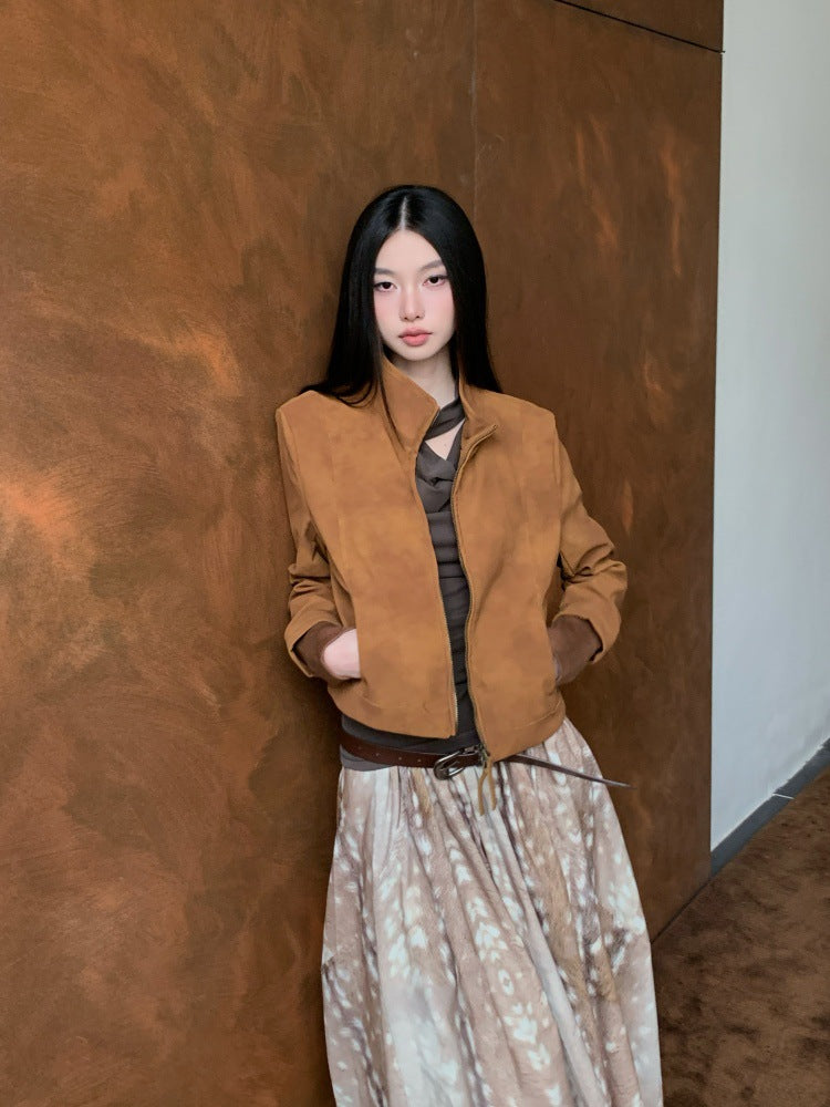 スエードタッチ・スタンドカラージャケット