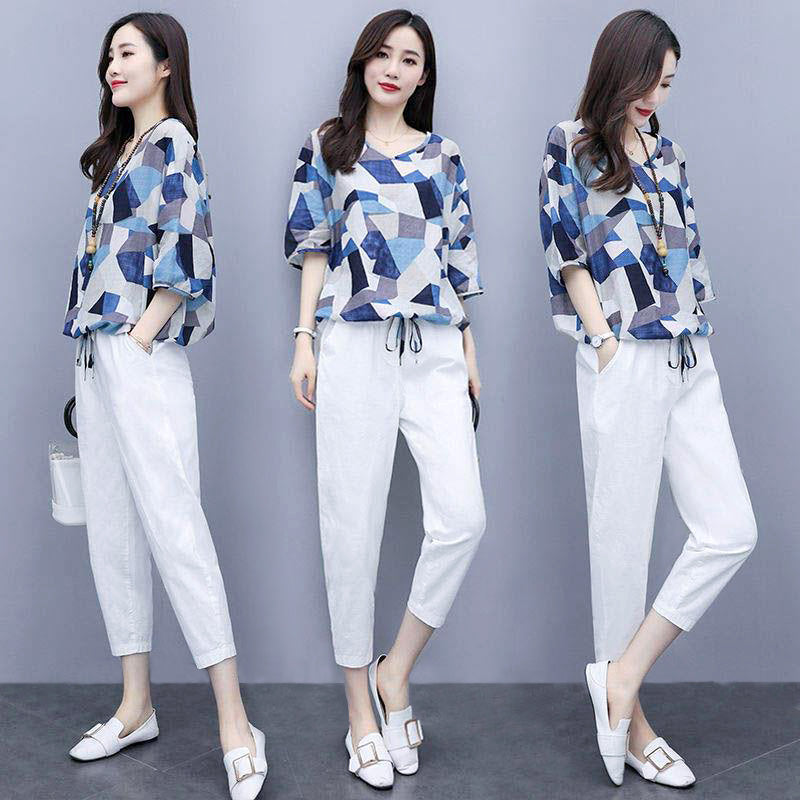 幾何学トップス・パンツセット