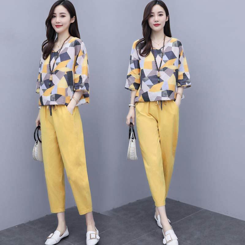 幾何学トップス・パンツセット