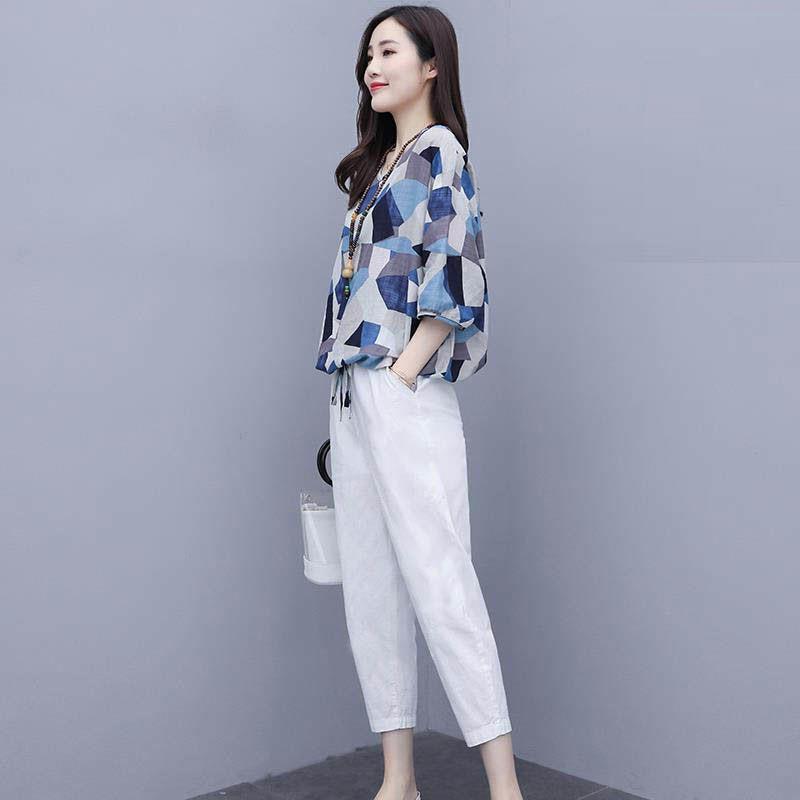 幾何学トップス・パンツセット