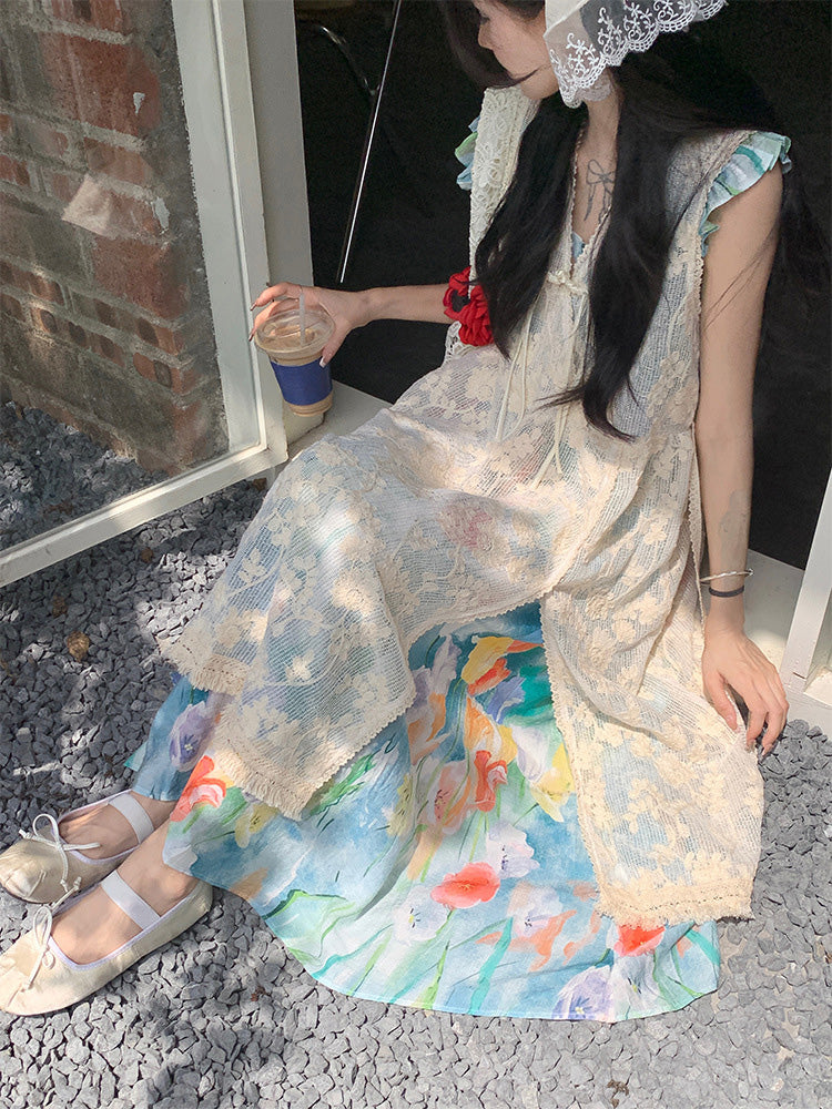 絵画風レトロワンピース