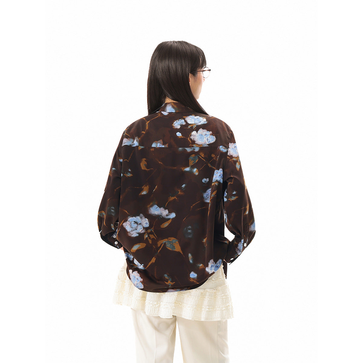 ブルーフローラルシャツ