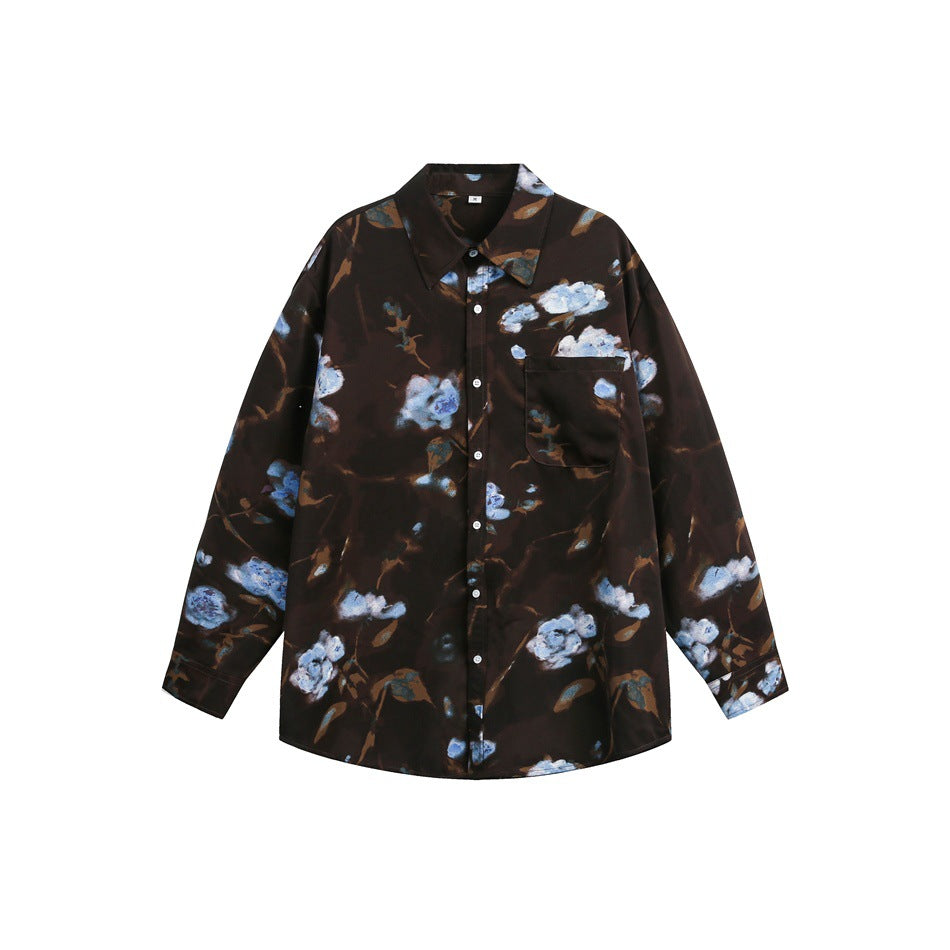 ブルーフローラルシャツ