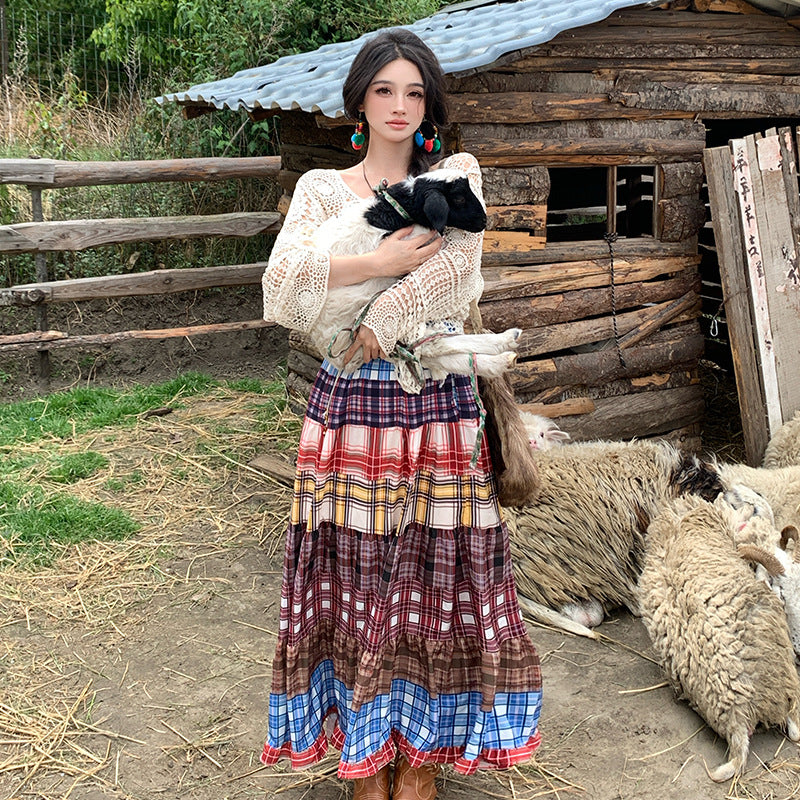 パッチワーク風チェックスカート