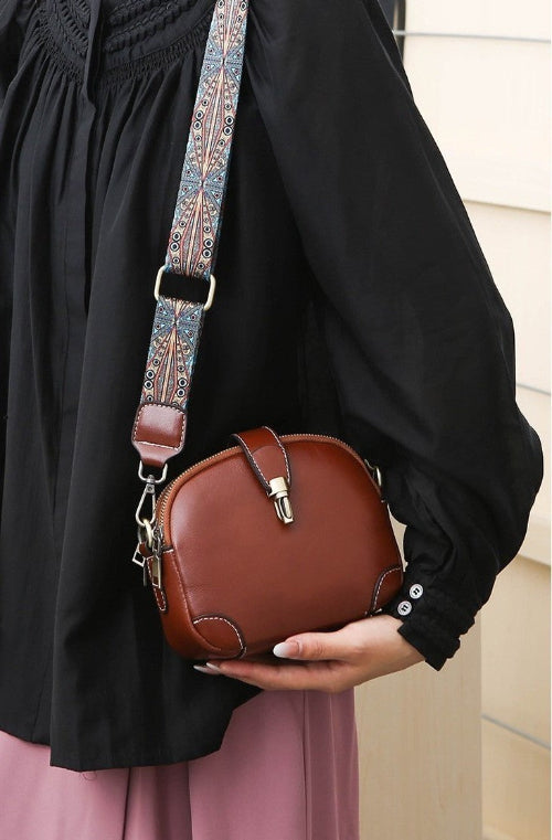 レトロテイスト 本革ミニショルダーバッグ