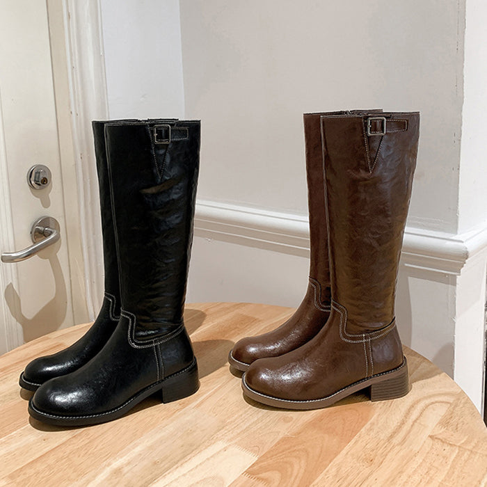 ウォッシュ加工ソフトレザーブーツ