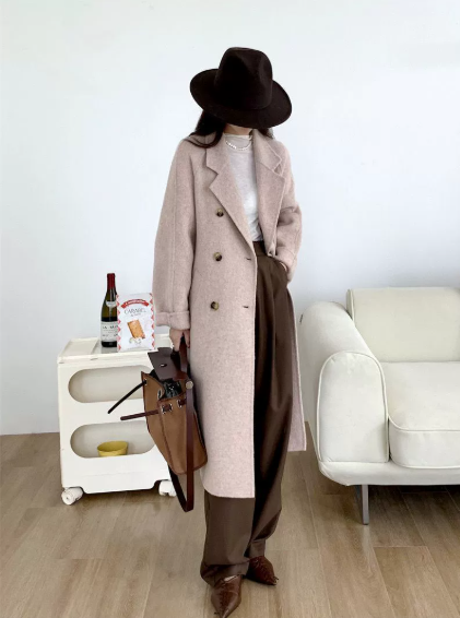 韓国風ダブルブレストコート