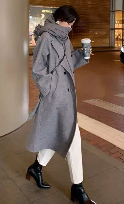 韓国風ダブルブレストコート
