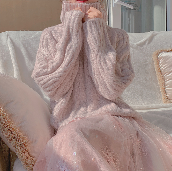 ゆったり厚手タートルネックセーター