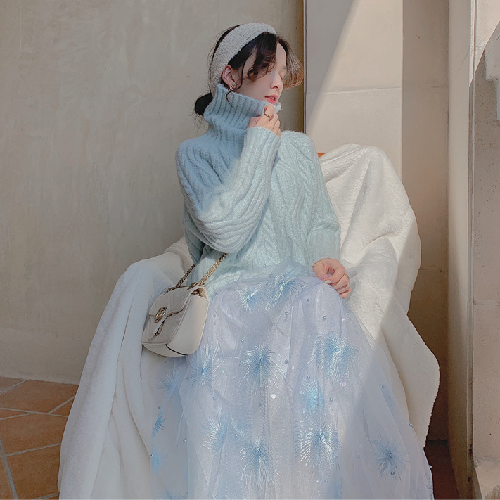 ゆったり厚手タートルネックセーター