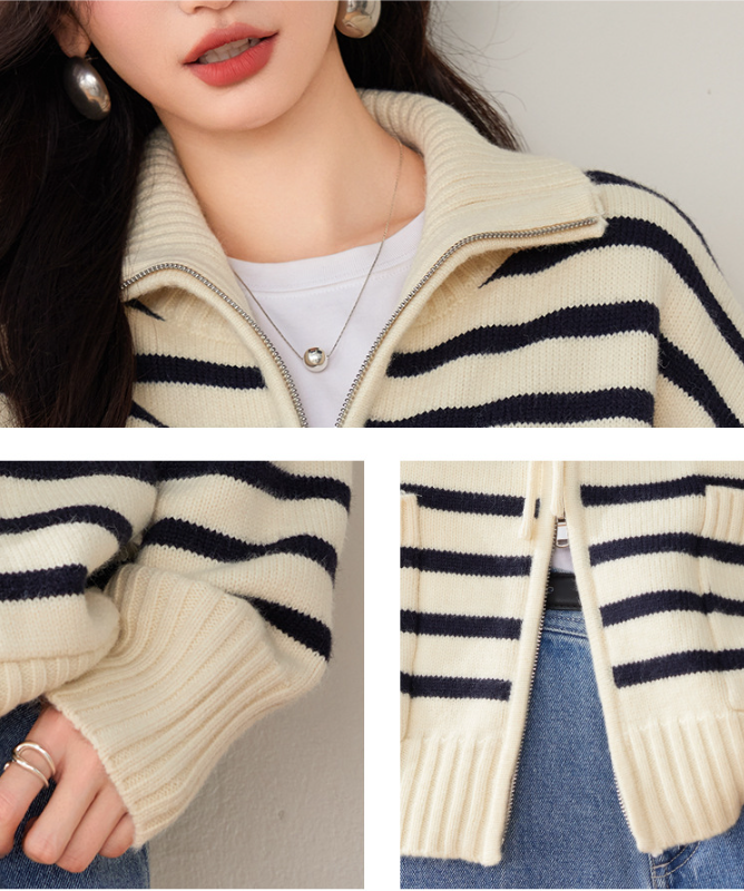 ダブルファスナー ファッションセーター