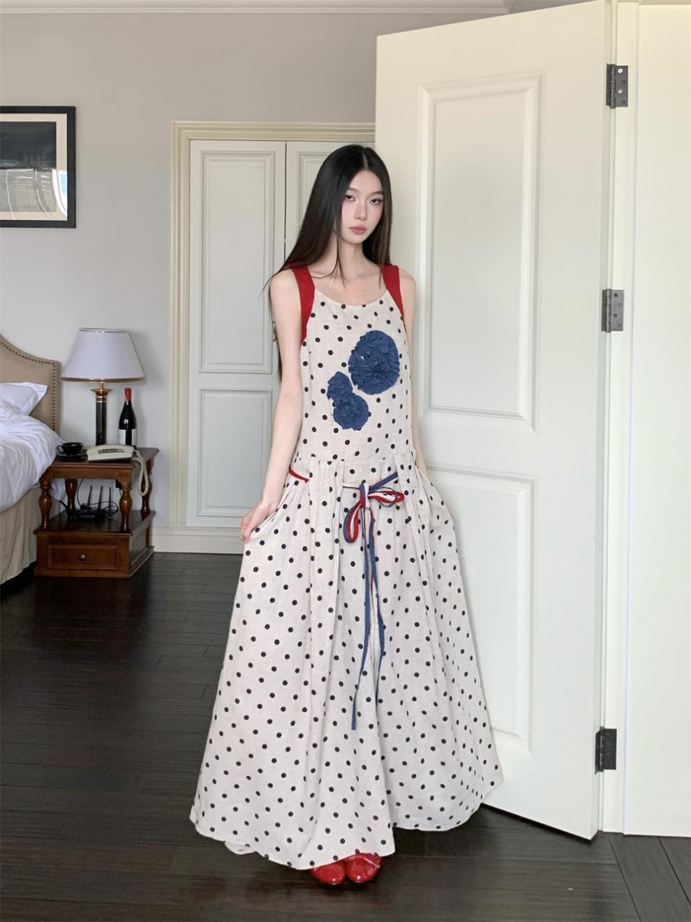 ドットリネンマキシワンピース