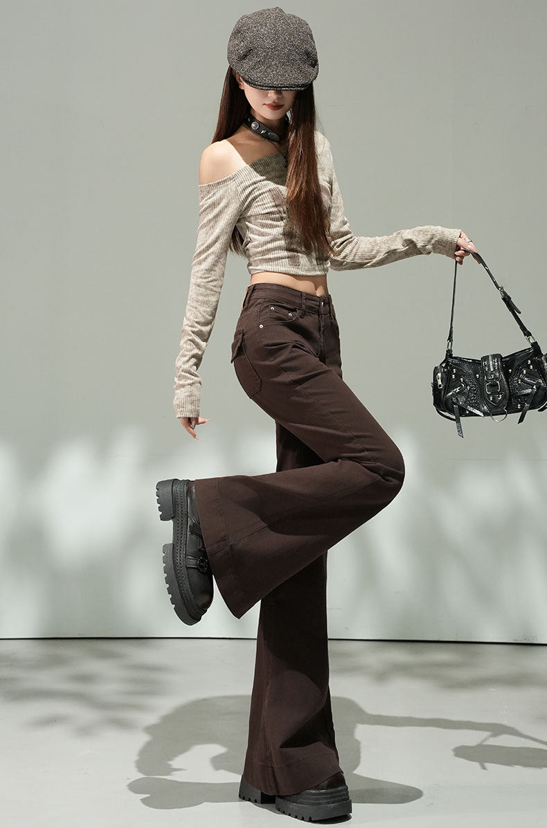 スタイル抜群！ハイウエストフレアパンツ