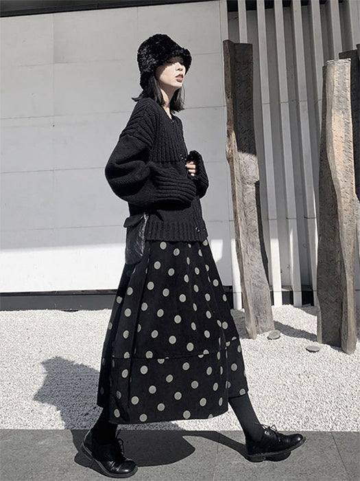ドットコーデュロイスカート