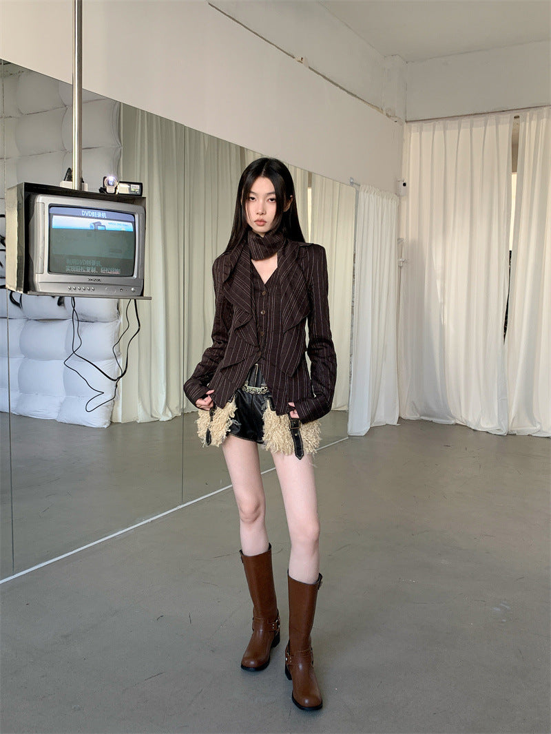 スカーフウェストシェイプシャツ