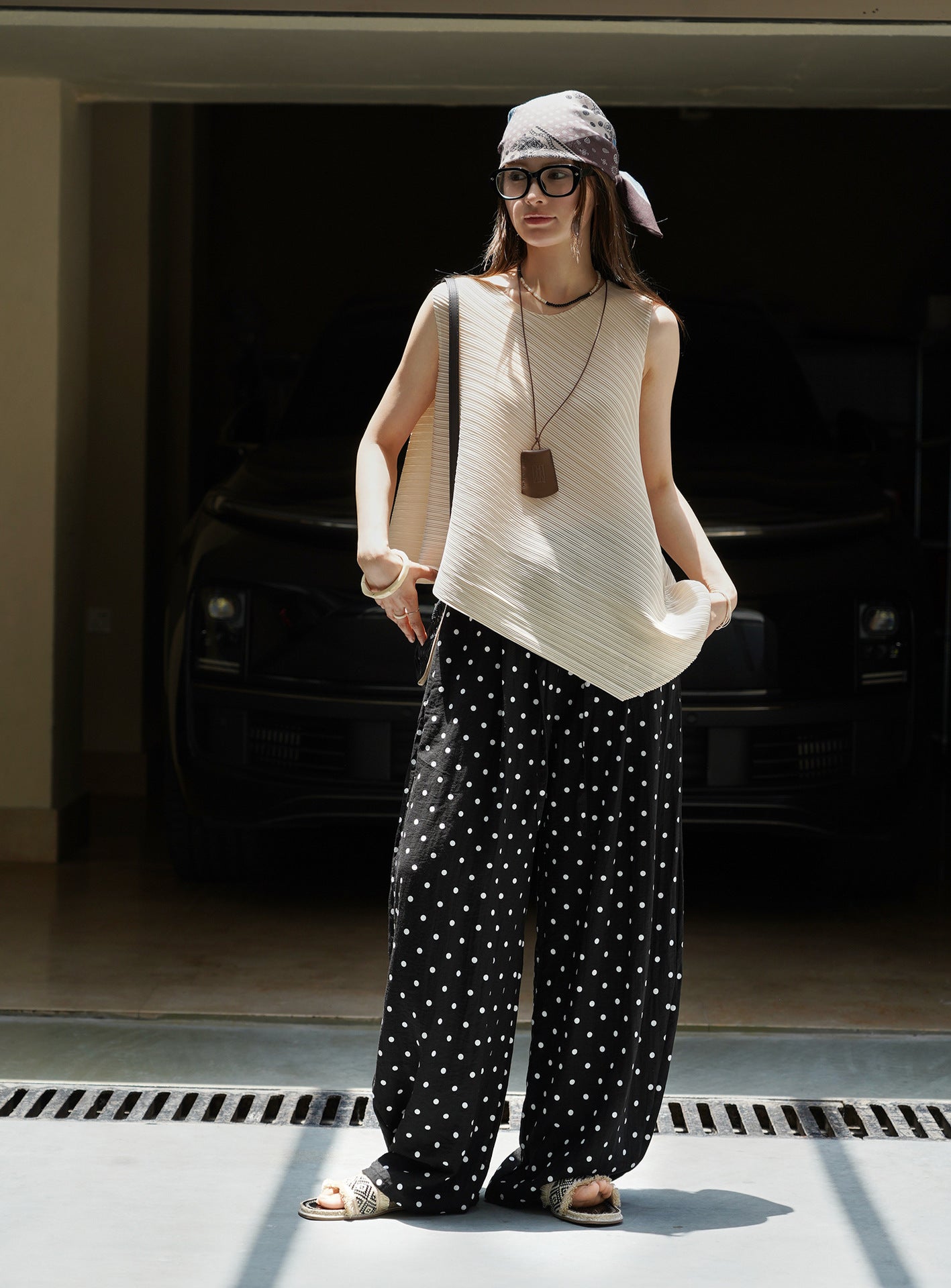 ドットワイドドレープパンツ