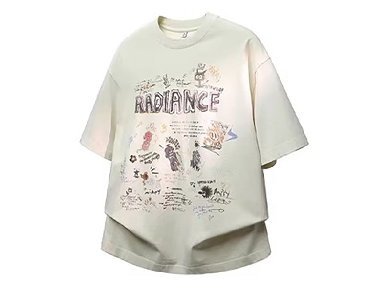 チョークアートグラフィカルTシャツ