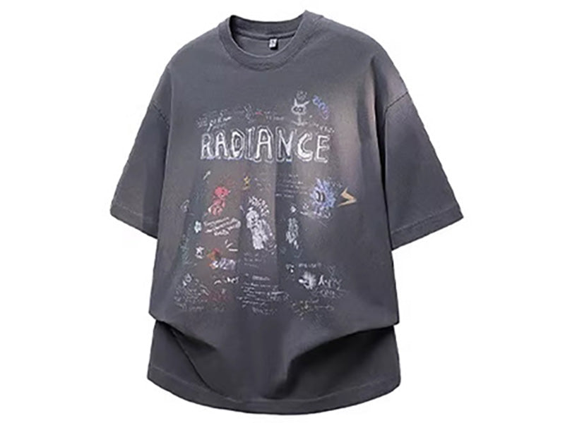 チョークアートグラフィカルTシャツ