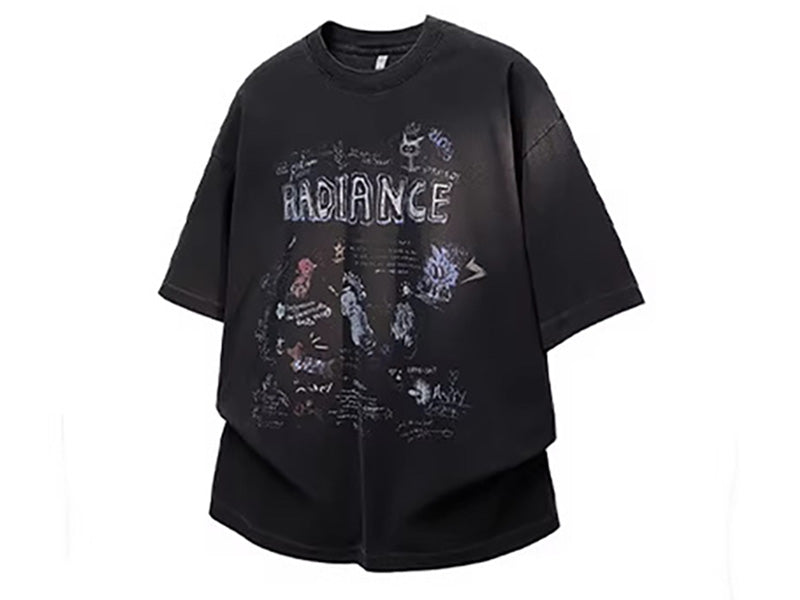 チョークアートグラフィカルTシャツ
