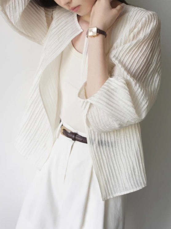 シアープリーツシャツカーディガン