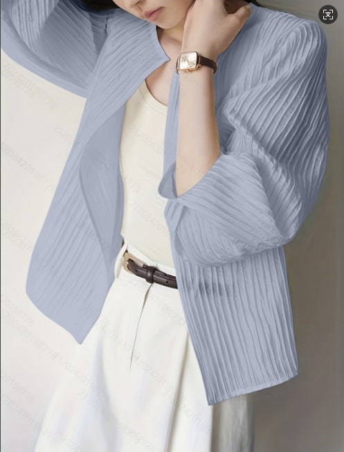 シアープリーツシャツカーディガン