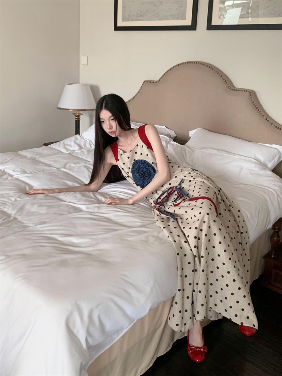 ドットリネンマキシワンピース