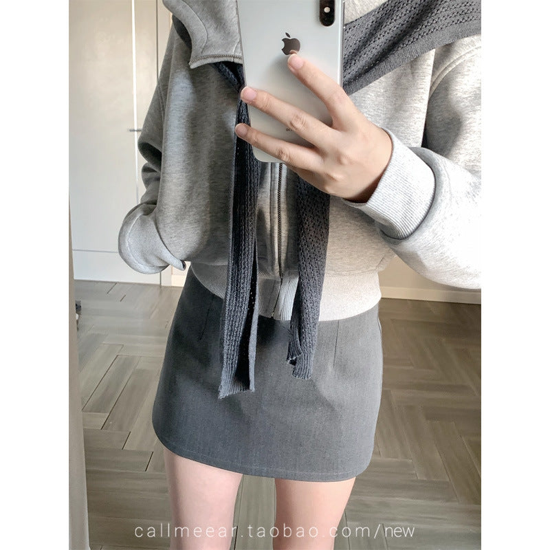 クロップドレイヤーフーディー