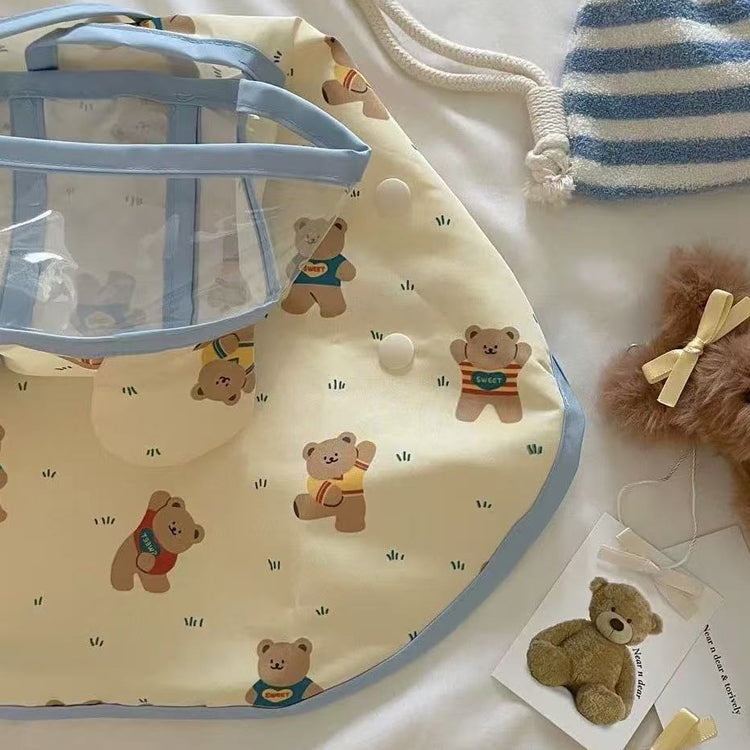 くまさん柄 ケープ型レインコート