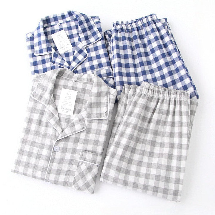 【ブロックチェック】綿100％ メンズ長袖ルームウェア