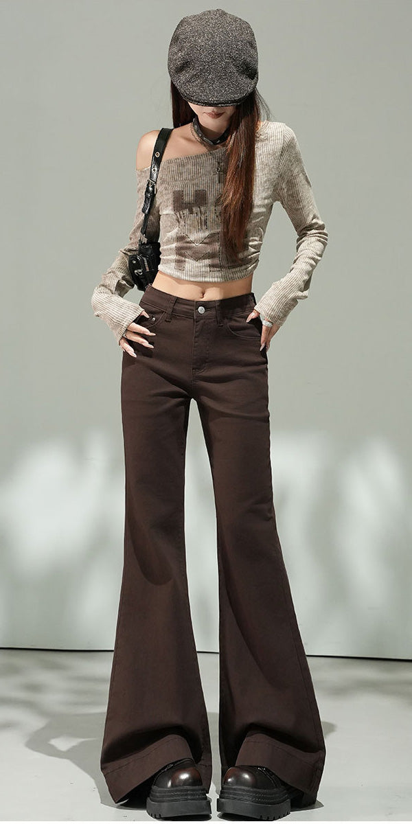 スタイル抜群！ハイウエストフレアパンツ