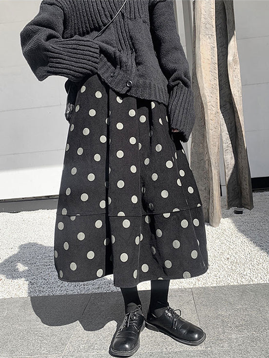 ドットコーデュロイスカート