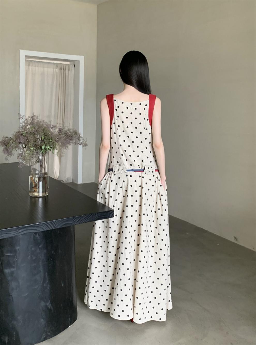 ドットリネンマキシワンピース