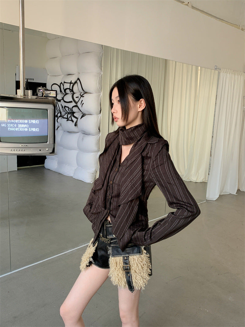 スカーフウェストシェイプシャツ