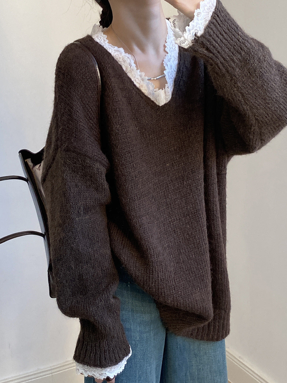 レースふんわりニット