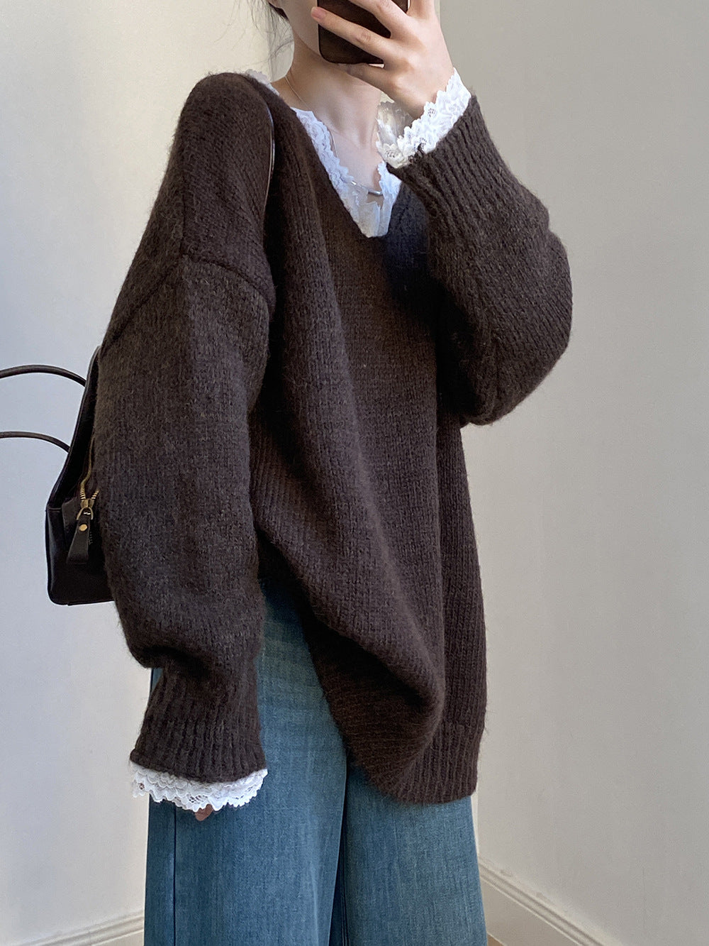 レースふんわりニット