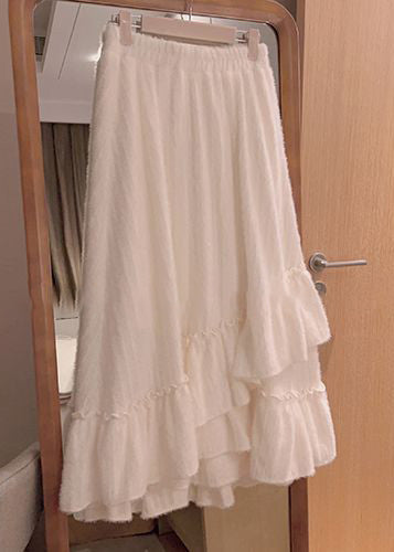 フリルパッチワーク裏起毛ティアードスカート