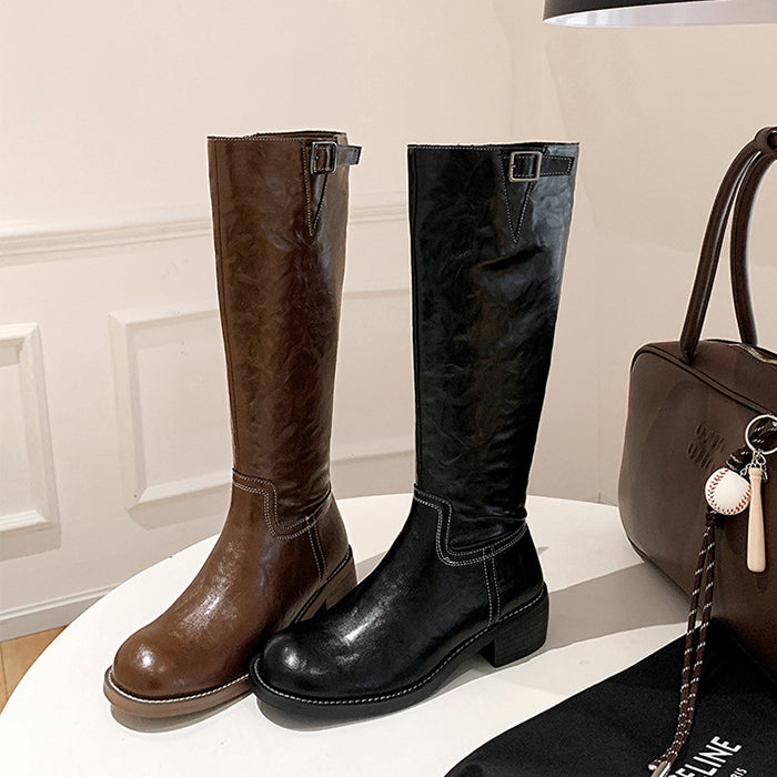 ウォッシュ加工ソフトレザーブーツ