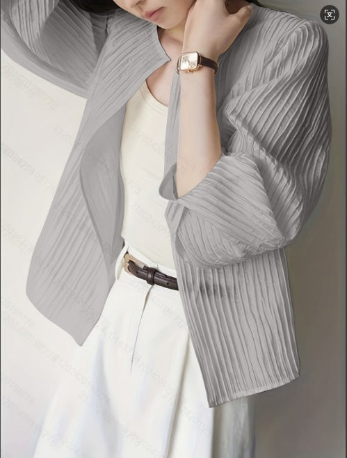 シアープリーツシャツカーディガン