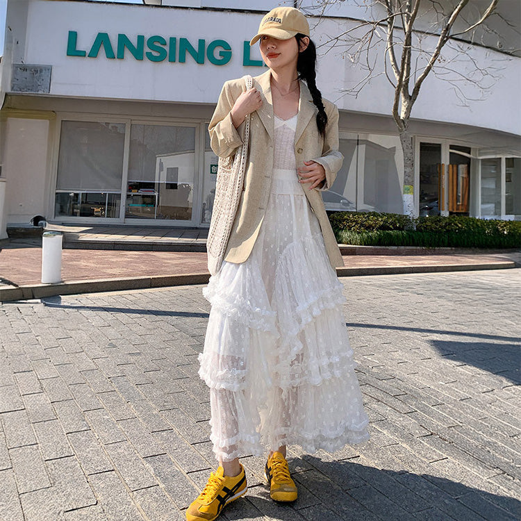 ドットレースフレアスカート