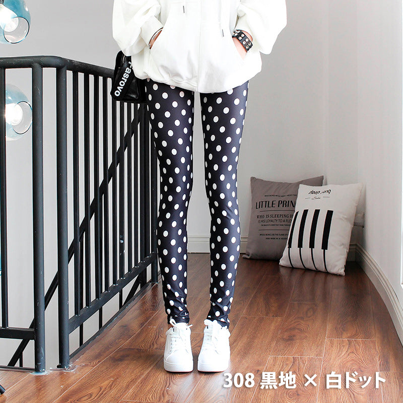 グラフィックプリント レギンス 派手柄 個性的 ストリート ストライプ お花柄 伸縮素材 薄手 九分丈パンツ ステージ衣装