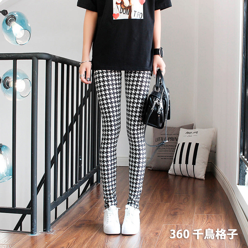 グラフィックプリント レギンス 派手柄 個性的 ストリート ストライプ お花柄 伸縮素材 薄手 九分丈パンツ ステージ衣装