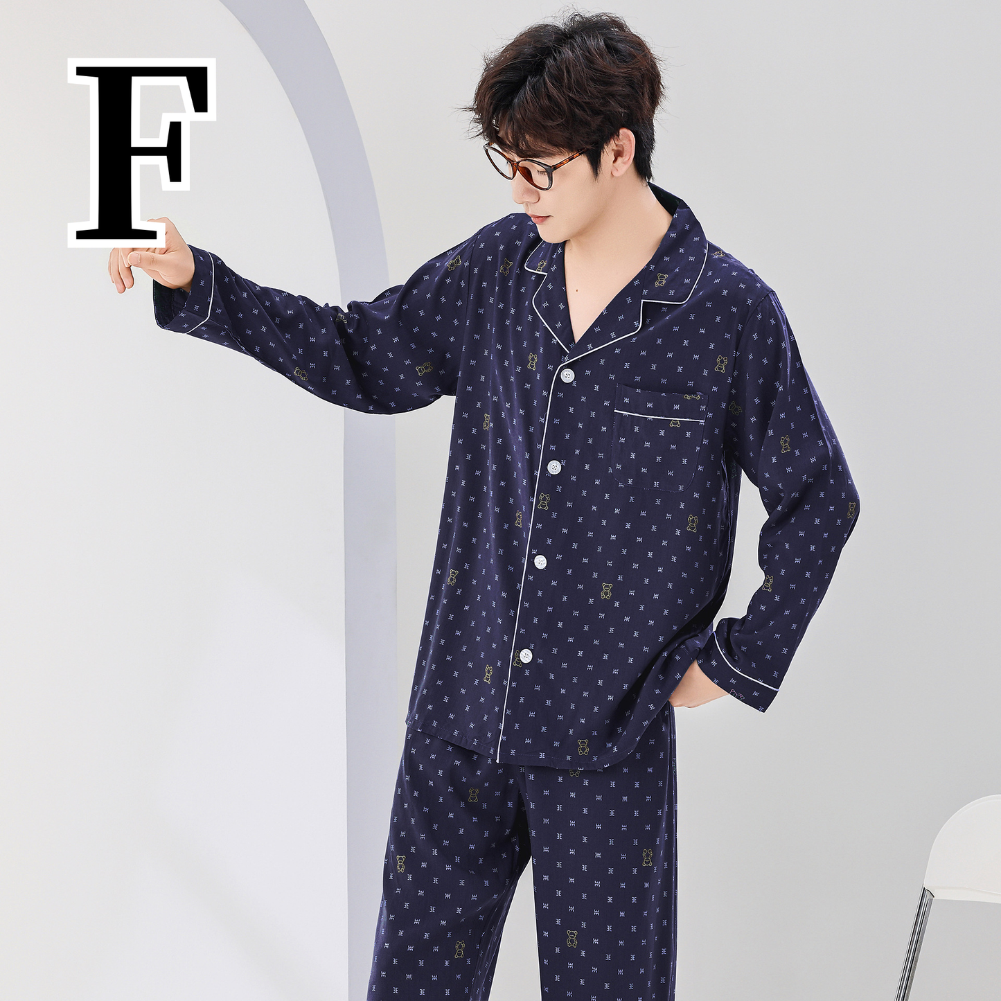 【ルクスタッチ】空気をまとう、コットンシルクのVネックパジャマ